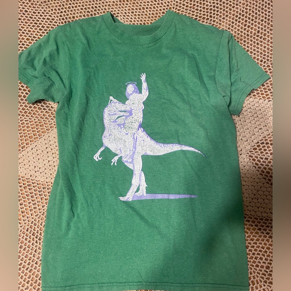 Jesus on a dinosaur
